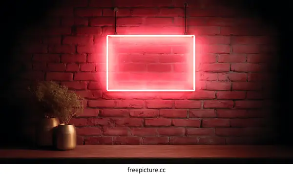 Neon Sign Frame on Brick Wall