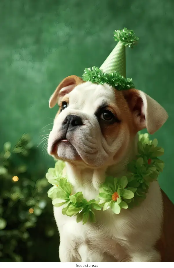 Adorable Puppy Dressed for a Celebration