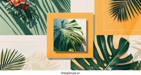 Tropical Leaf Collage With Minimalist Style