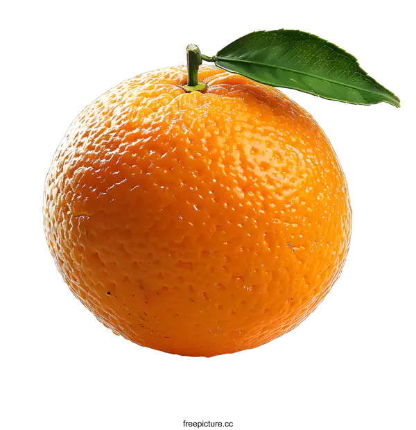 [Transparent Background PNG]Ripe Orange with Leaf