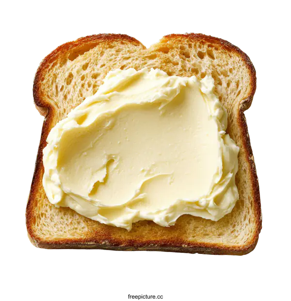 [Transparent Background PNG]Butter Spread on a Slice of Toasted Bread