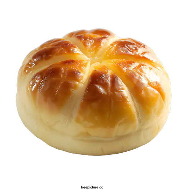 [Transparent Background PNG]Golden Round Bread on White Background