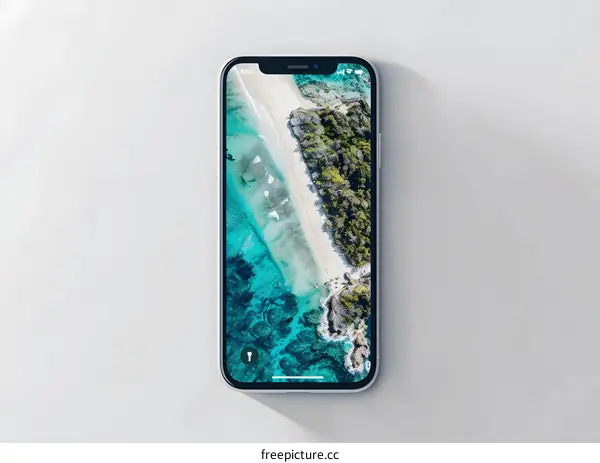 Phone Screen Mockup With Beach Background