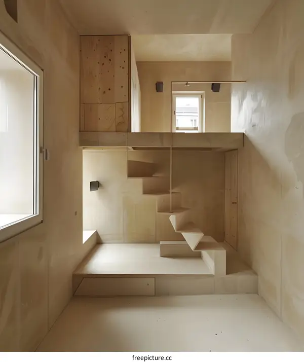 Modern Minimalist Wooden Staircase Interior Design