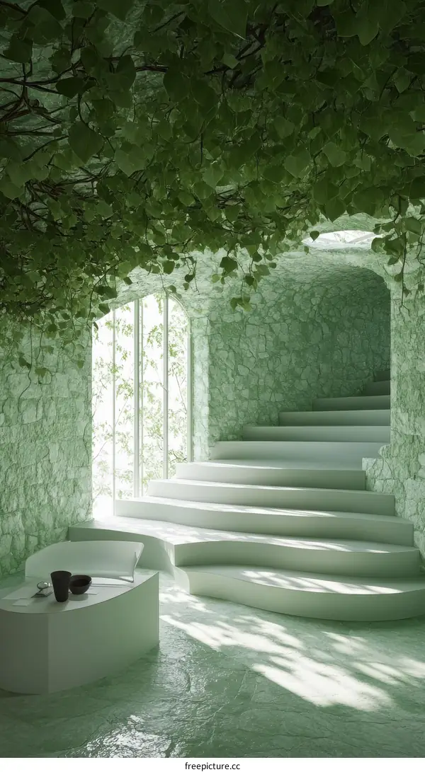 Green Verdant Interior Architectural Illustration