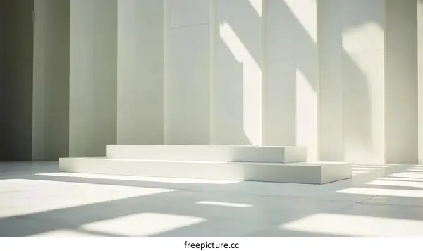 Minimalist White Stage Display in Modern Interior