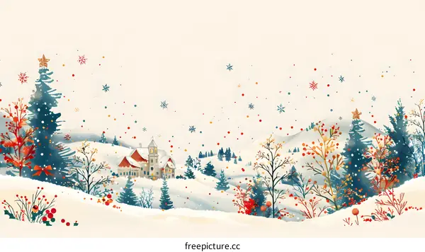 Christmas Village in Snowy Landscape