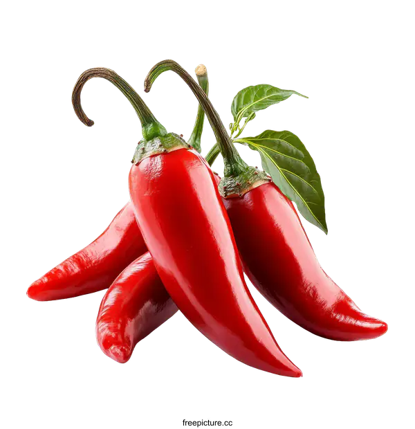 [Transparent Background PNG]Close-up of Fresh Red Chili Peppers