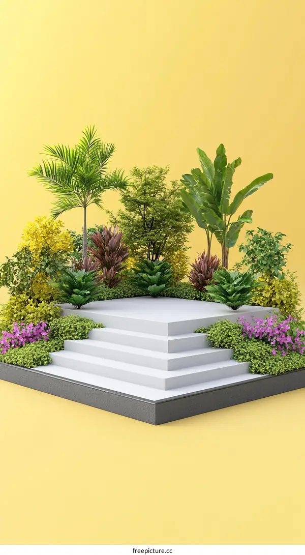 Modern Minimalist Garden Steps Illustration