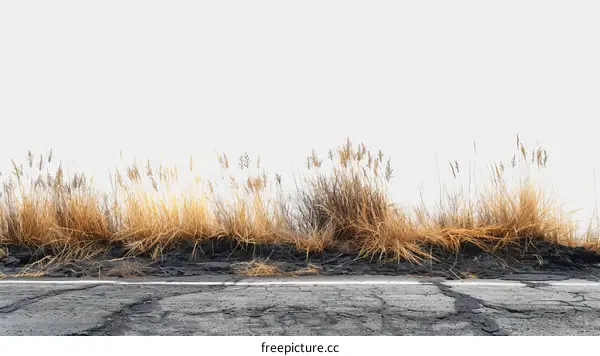 Grass Growing Through Cracks in Asphalt