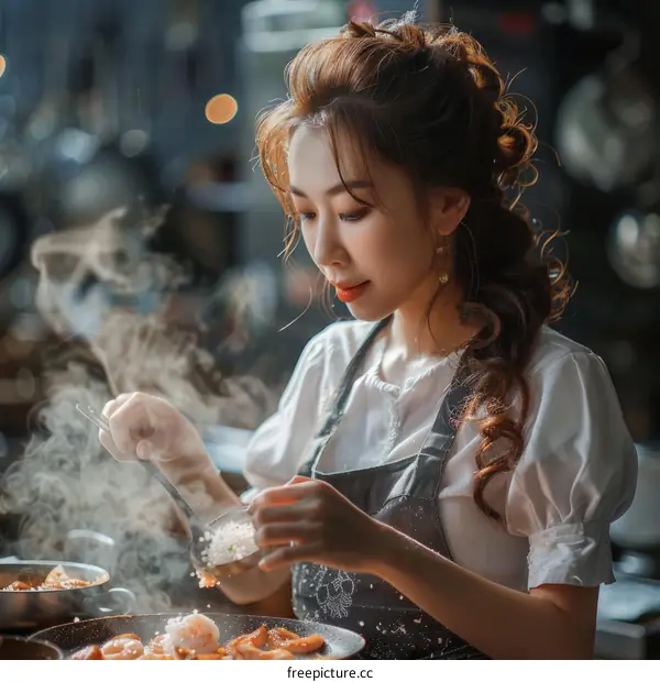 Woman Cooking in Kitchen