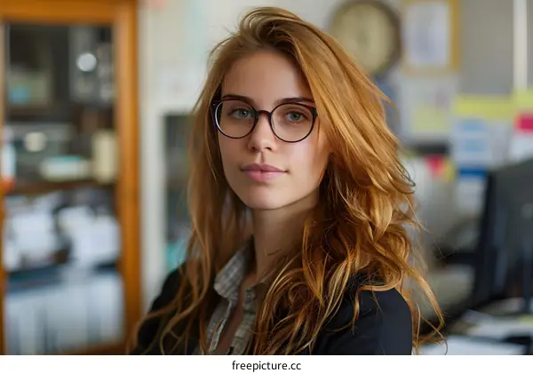 portrait of a young woman wearing glasses