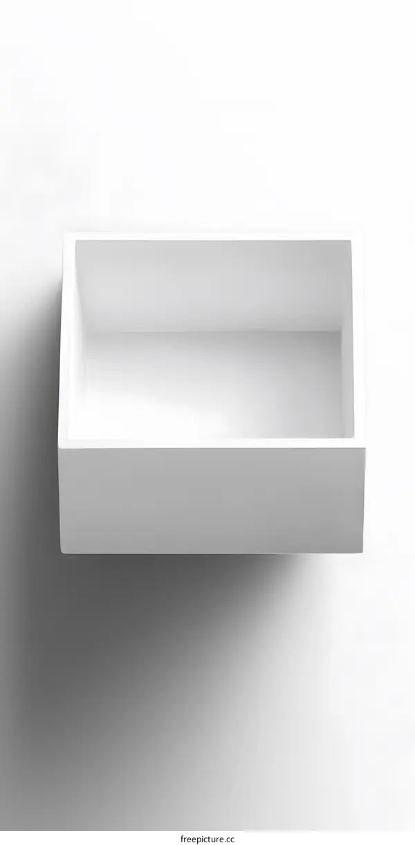 White Rectangular Ceramic Sink on White Background