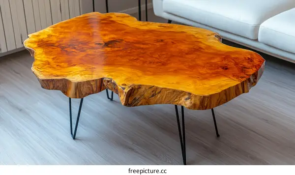 Unique Wooden Coffee Table with Raw Edge