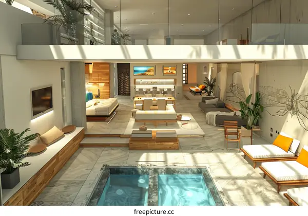 Indoor swimming pool and lounge