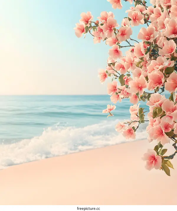 Pink Flowers Blooming On The Beach