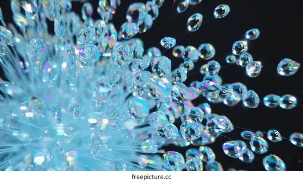 Abstract Explosion of Light Blue Crystals
