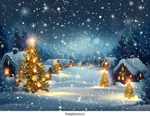 Christmas Eve in a Snowy Village