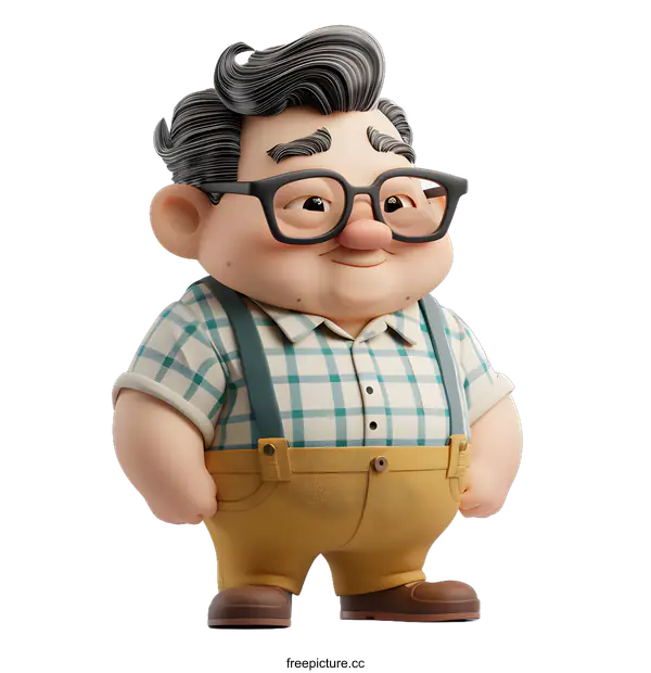 [Transparent Background PNG]3D cartoon character of an old man