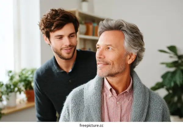 Close-up Portrait of Two Caucasian Men