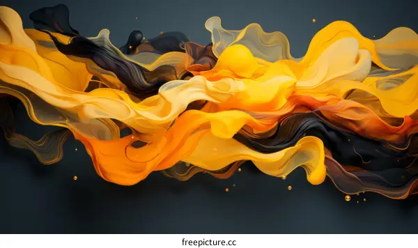 Energetic Abstract Fluid Shapes in Black and Orange