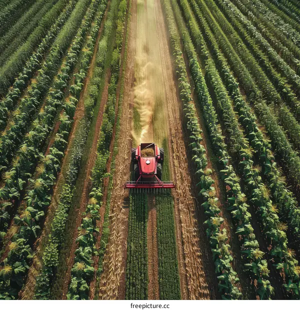 Soybean Field Sprayed by Tractor