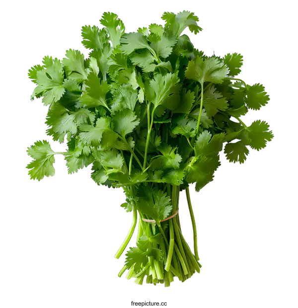 [Transparent Background PNG]Fresh Cilantro Bunch on White Background