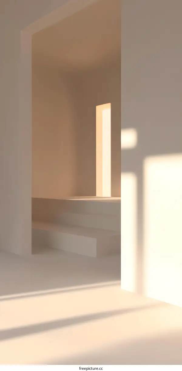 Minimalist White Room Interior with Light and Shadow