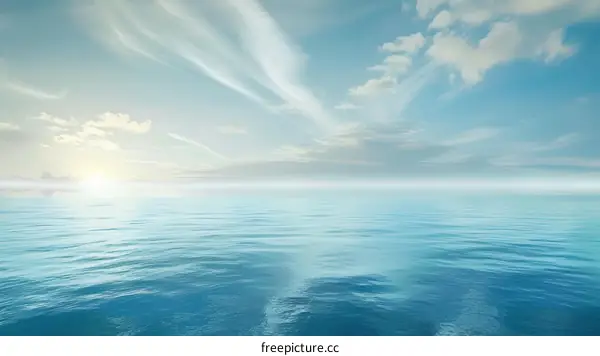 Tranquil Blue Ocean Under White Clouds