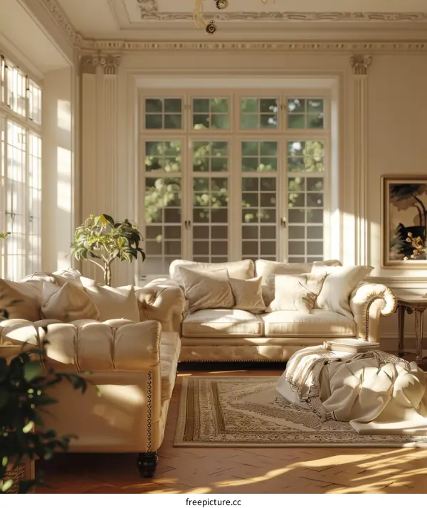 Luxurious and Inviting Living Room with Sunlight