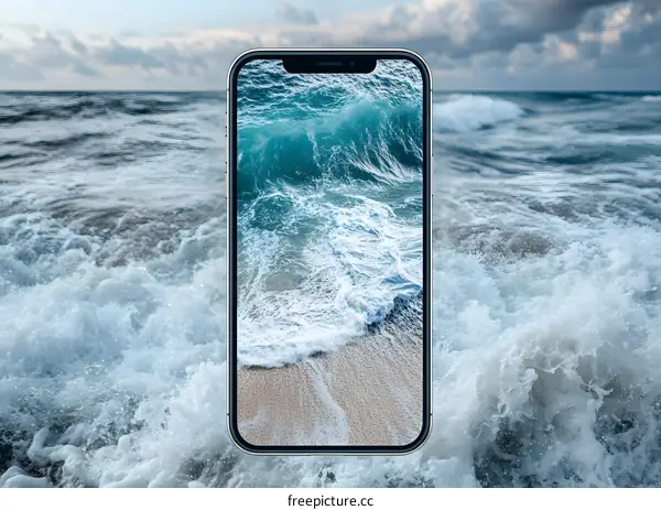 Ocean Wave On Smartphone Screen