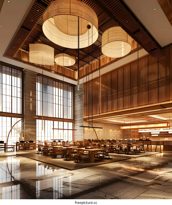 Modern Japanese Style Hotel Lobby Interior Design