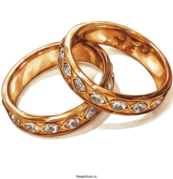 [Transparent Background PNG]Watercolor Illustration of Two Wedding Rings