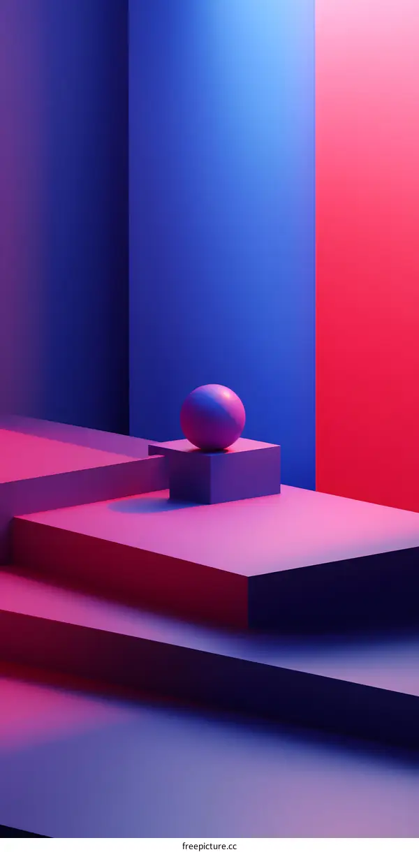 Abstract Blue and Red Gradient Background with Sphere