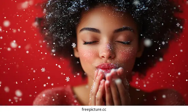 Winter Season Beauty Woman with Snowflakes