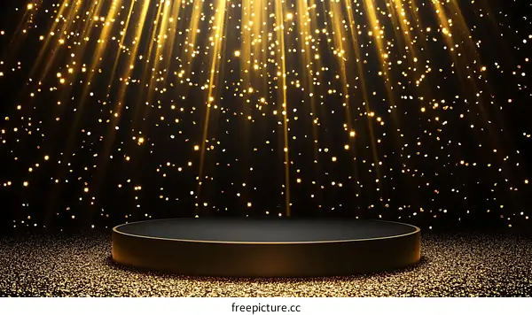 Elegant Black Podium with Golden Lights