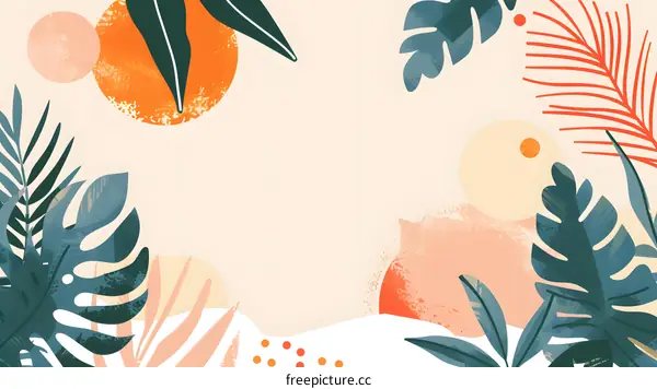 Tropical Leaf Abstract Background Illustration