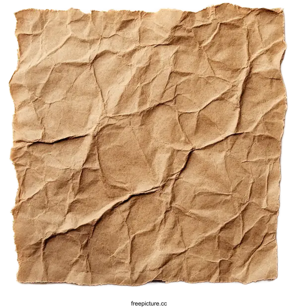 [Transparent Background PNG]Crumpled Kraft Paper Texture Close-Up