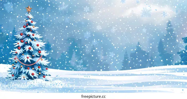 Christmas Tree and Winter Snow