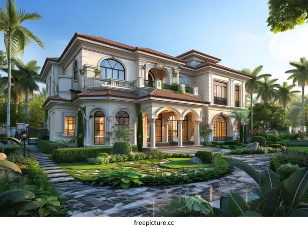 Three-Story Luxury Villa with Pool and Yard