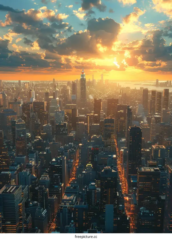 Sunrise over the Modern Metropolis Cityscape