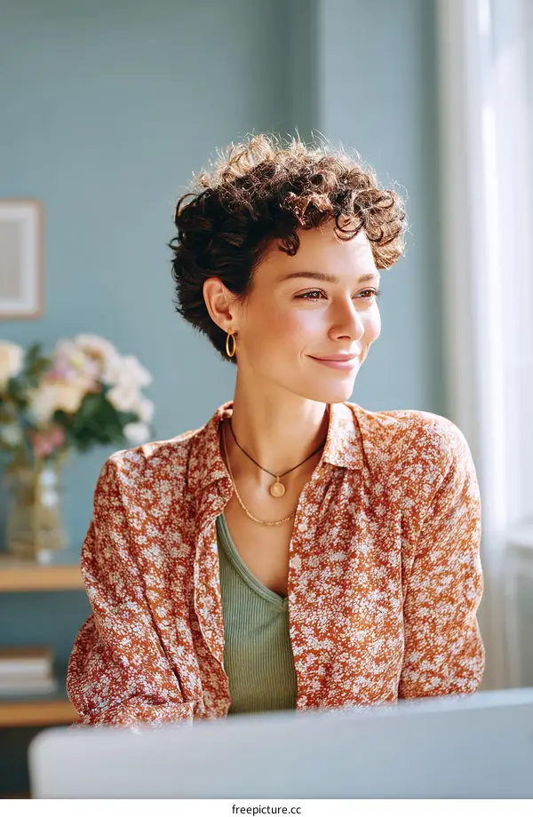 Woman Looking Away Thoughtful Studio Portrait