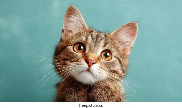 Cute Tabby Cat Looking Curious Close-up