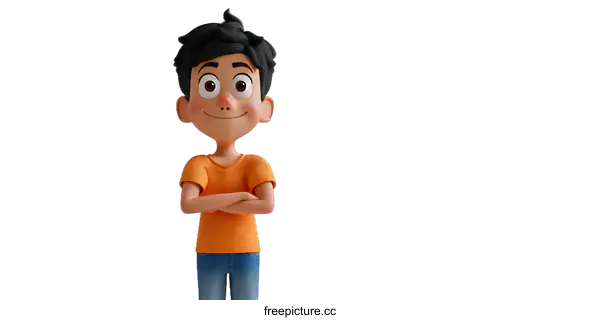 [Transparent Background PNG]3d rendering of a happy smiling boy