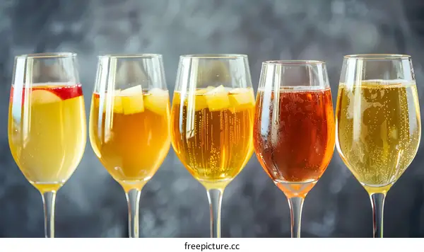 Five Glasses of Sparkling Apple Cider