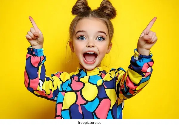 Excited Girl Pointing Towards something