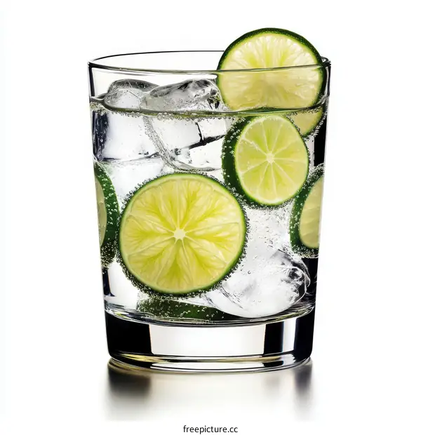 Refreshing Lime and Ice Water Beverage