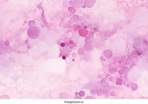 Abstract painting with pink and purple bubbles