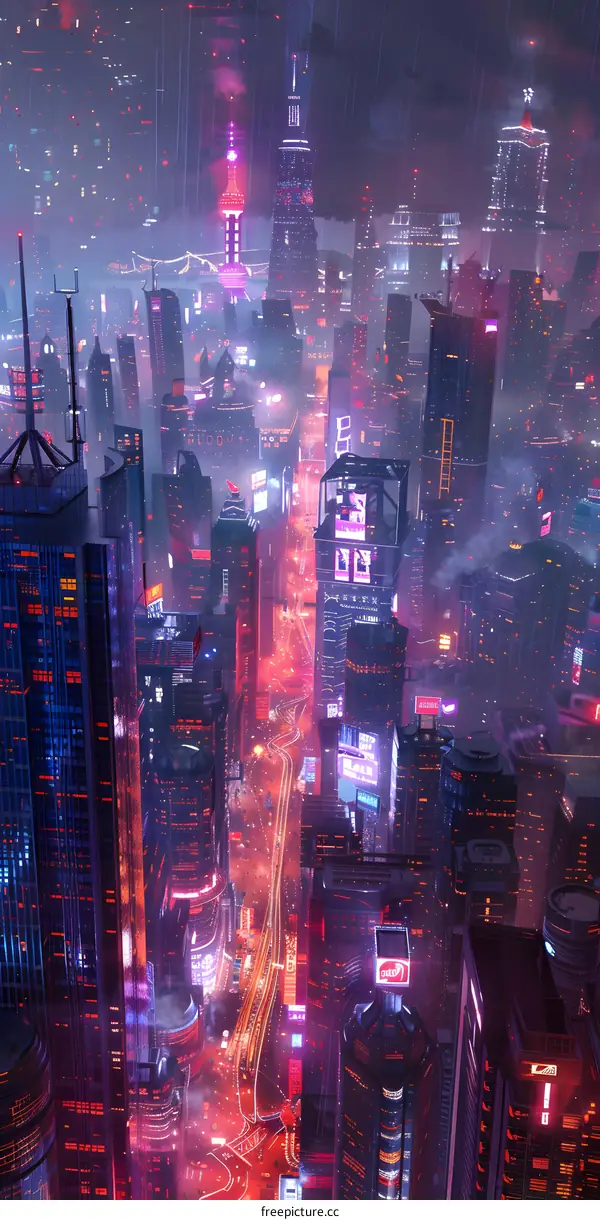 A cyberpunk city street
