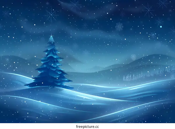 Christmas Tree in Snowy Landscape